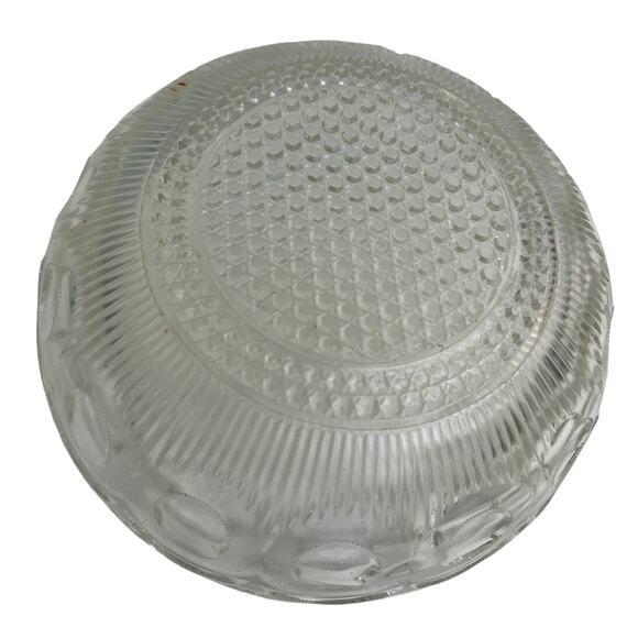 Vintage Large Bubble Dot 8.5" Clear Round Glass Polka Dot Serving Bowl - Picture 2 of 2